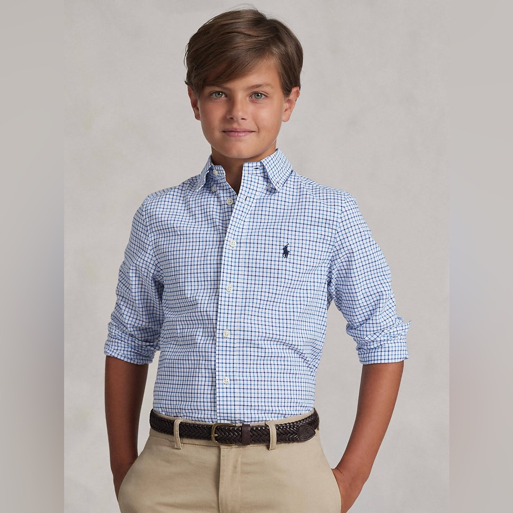 Ralph Lauren Long-Sleeve Checked Plaid Poplin Shirt